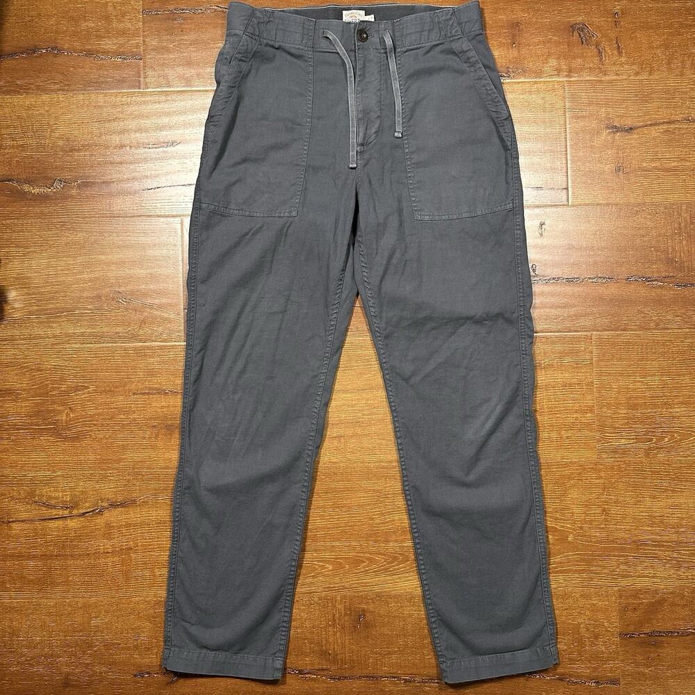 Faherty Traveler Pants Mens S 30x30 Gray Twill Straight Leg Drawstrings Utility